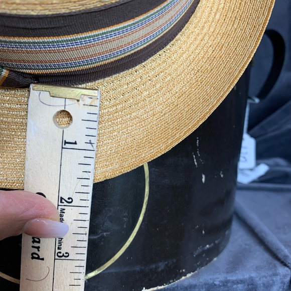 Vintage Stetson Straw Fedora Brown Hat 1950s 1960s Sz Original Box - Picture 10 of 13